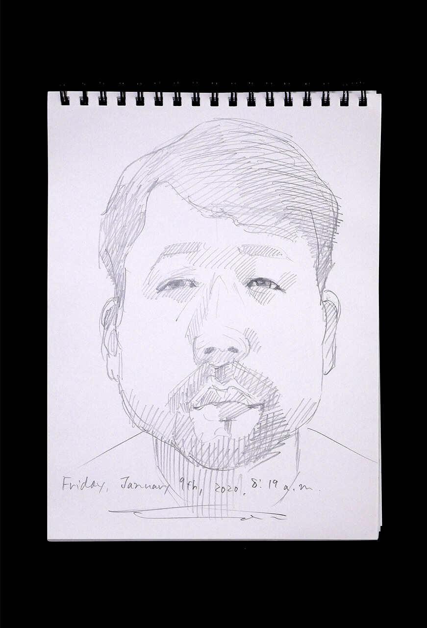 Contemporary artist SHINTAKU Tomoni's 2020/1/10 Self-portrait or pencil drawing