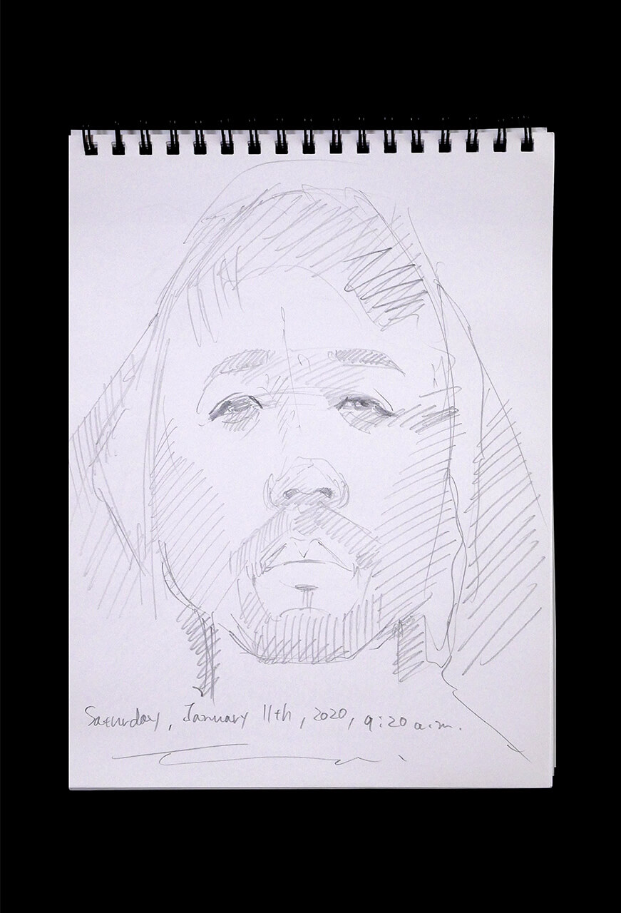 Contemporary artist SHINTAKU Tomoni's 2020/1/11 Self-portrait or pencil drawing