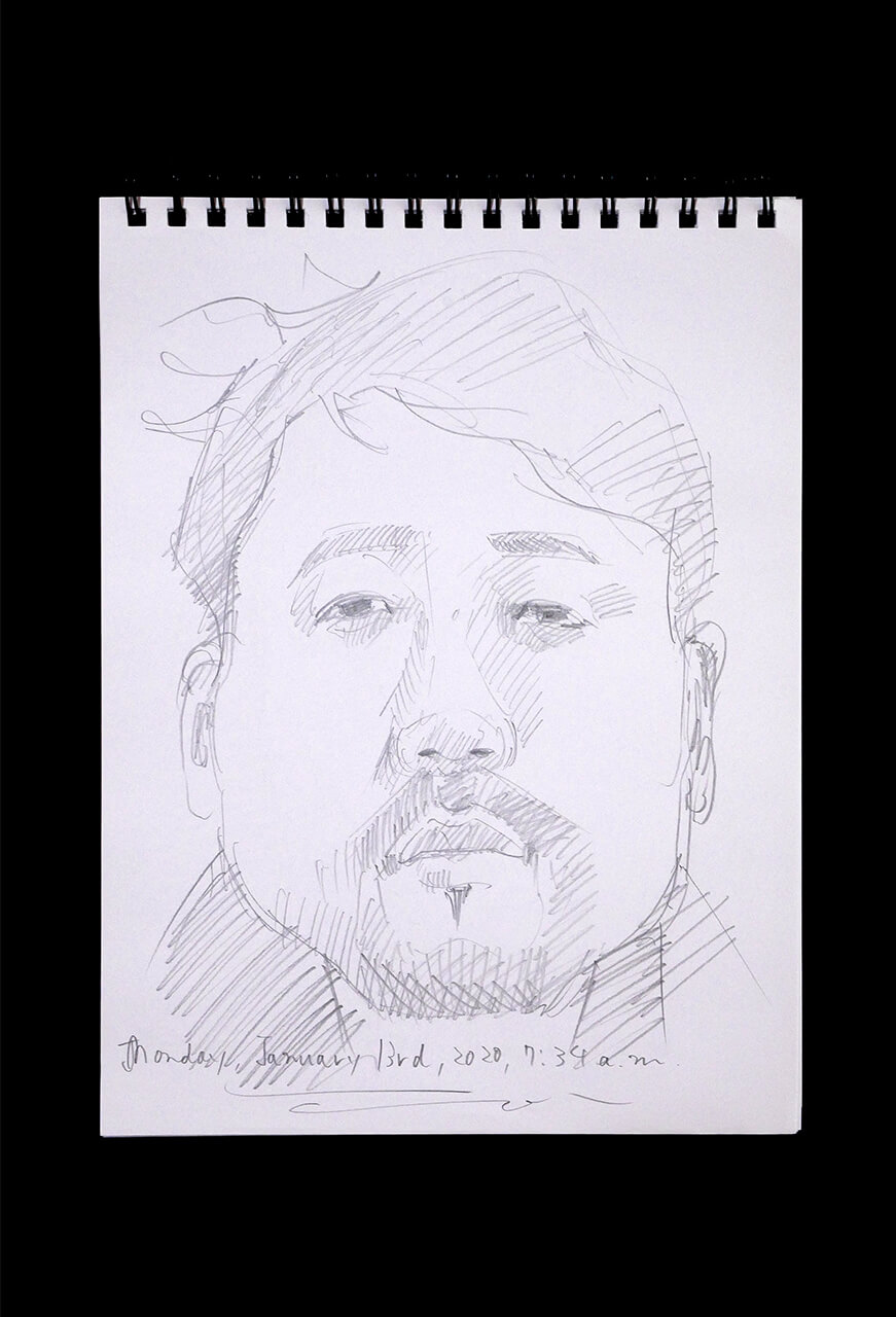 Contemporary artist SHINTAKU Tomoni's 2020/1/13 Self-portrait or pencil drawing