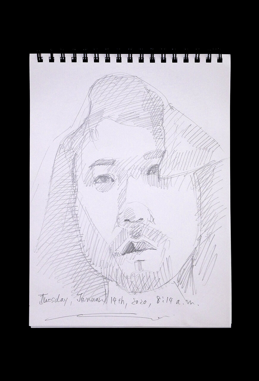 Contemporary artist SHINTAKU Tomoni's 2020/1/14 Self-portrait or pencil drawing