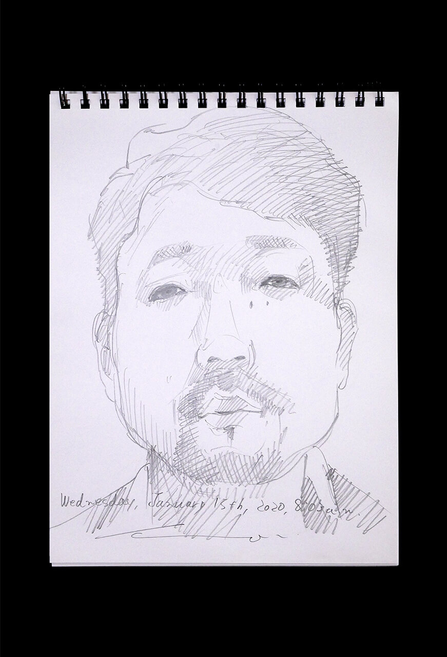 Contemporary artist SHINTAKU Tomoni's 2020/1/15 Self-portrait or pencil drawing