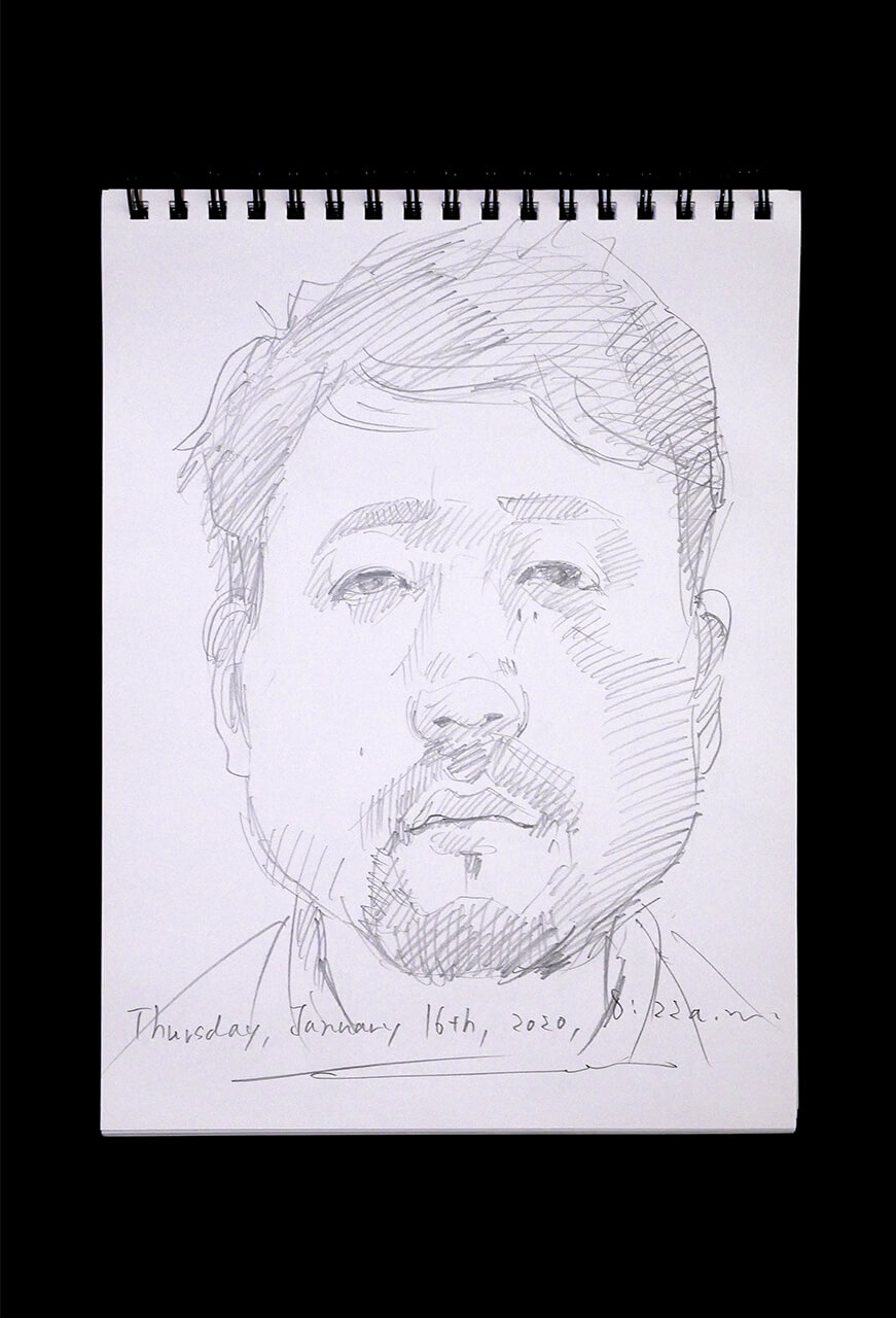 Contemporary artist SHINTAKU Tomoni's 2020/1/16 Self-portrait or pencil drawing