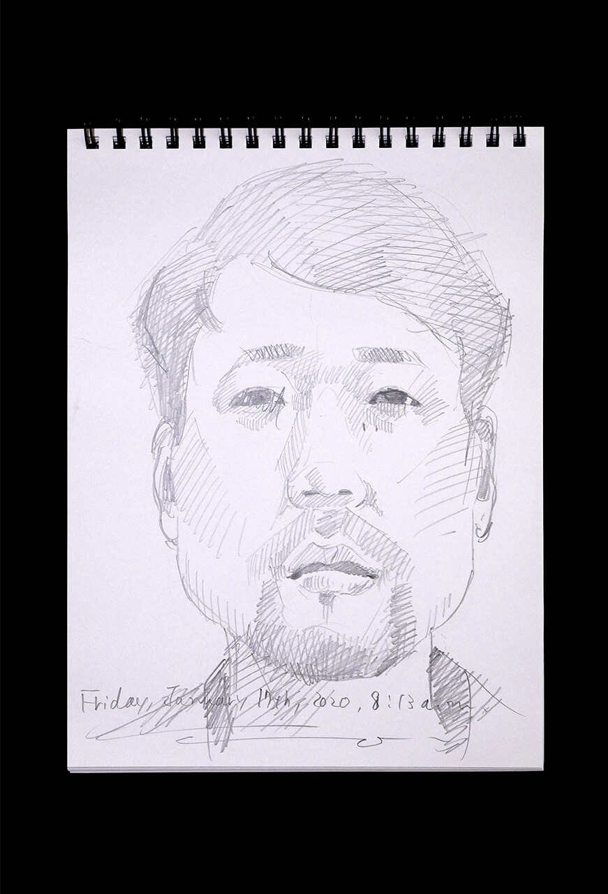 Contemporary artist SHINTAKU Tomoni's 2020/1/17 Self-portrait or pencil drawing