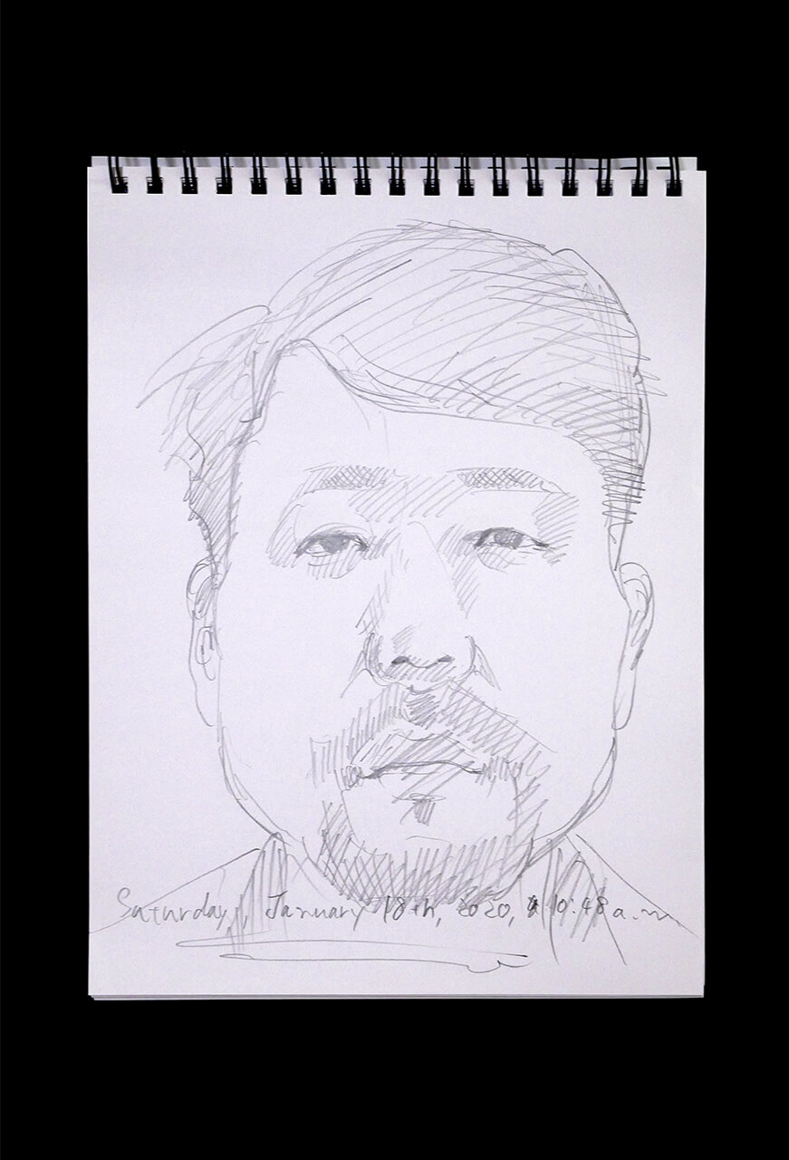 Contemporary artist SHINTAKU Tomoni's 2020/1/18 Self-portrait or pencil drawing