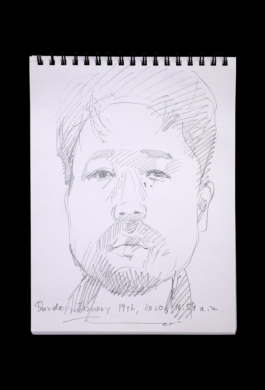 Contemporary artist SHINTAKU Tomoni's 2020/1/19 Self-portrait or pencil drawing