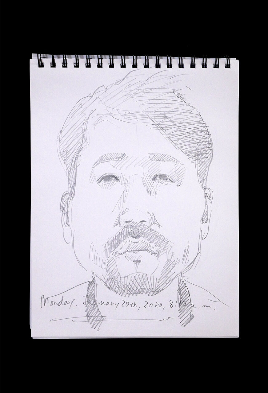 Contemporary artist SHINTAKU Tomoni's 2020/1/20 Self-portrait or pencil drawing