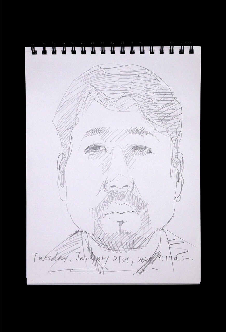 Contemporary artist SHINTAKU Tomoni's 2020/1/21 Self-portrait or pencil drawing