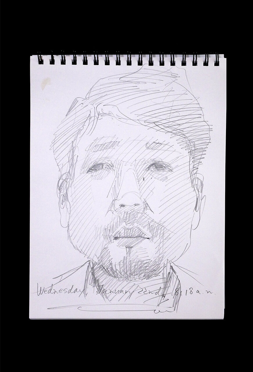 Contemporary artist SHINTAKU Tomoni's 2020/1/22 Self-portrait or pencil drawing