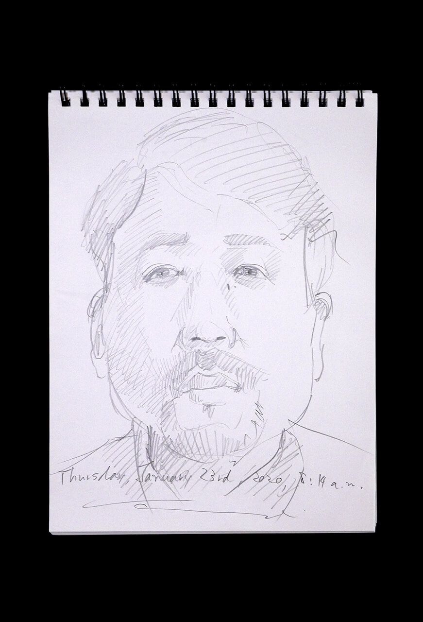 Contemporary artist SHINTAKU Tomoni's 2020/1/23 Self-portrait or pencil drawing