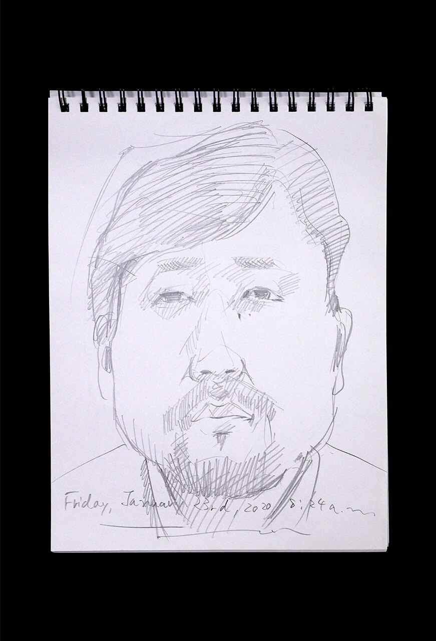 Contemporary artist SHINTAKU Tomoni's 2020/1/24 Self-portrait or pencil drawing