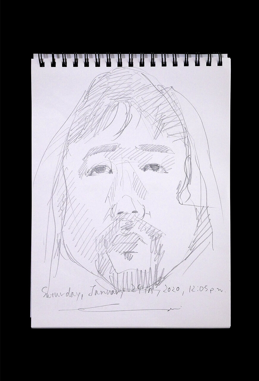 Contemporary artist SHINTAKU Tomoni's 2020/1/25 Self-portrait or pencil drawing