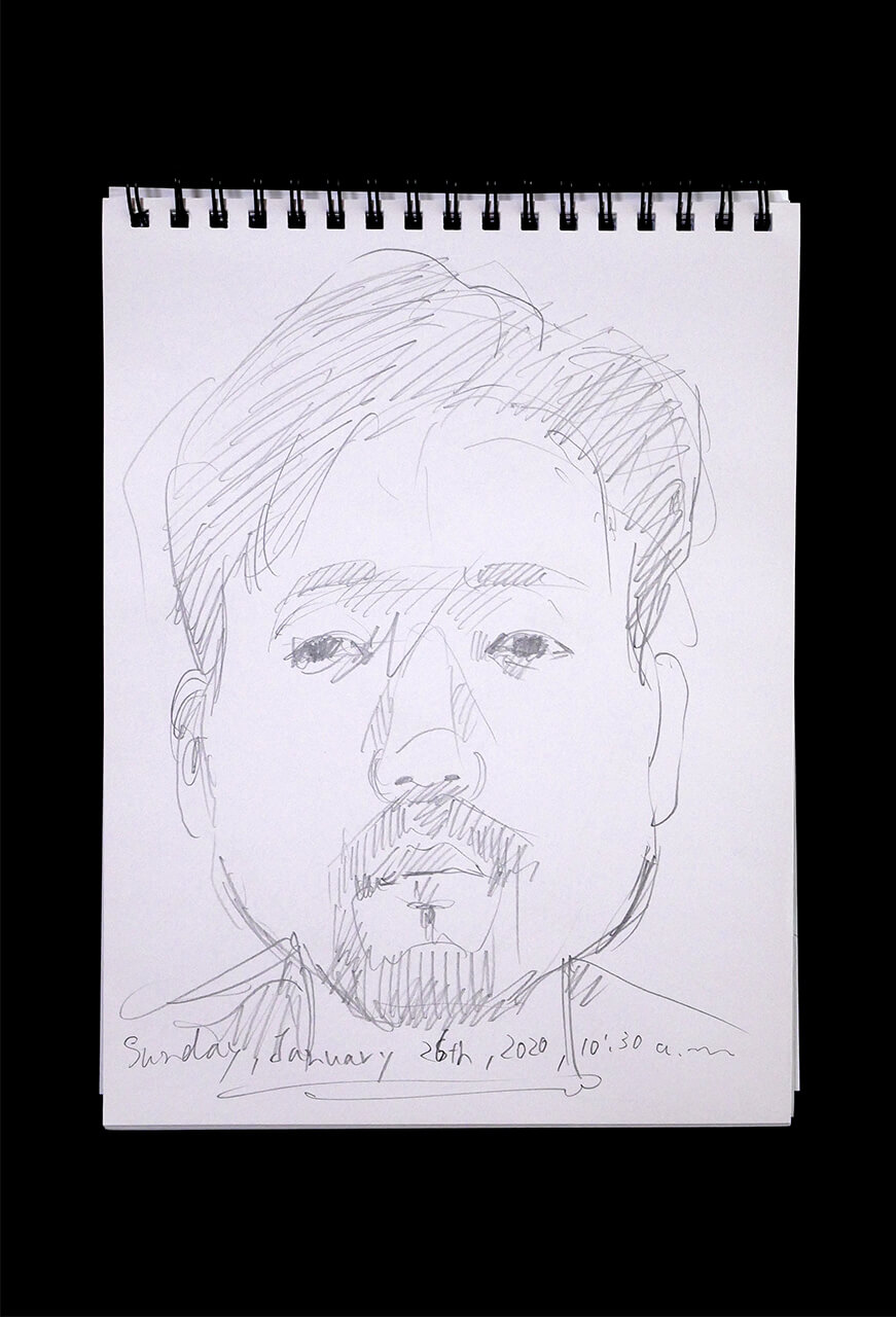 Contemporary artist SHINTAKU Tomoni's 2020/1/26 Self-portrait or pencil drawing