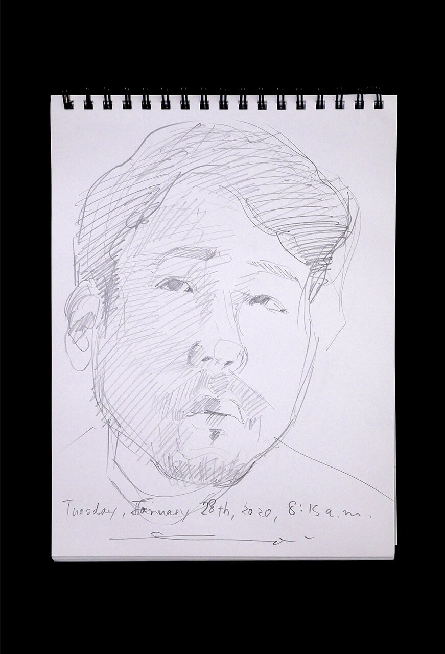 Contemporary artist SHINTAKU Tomoni's 2020/1/28 Self-portrait or pencil drawing