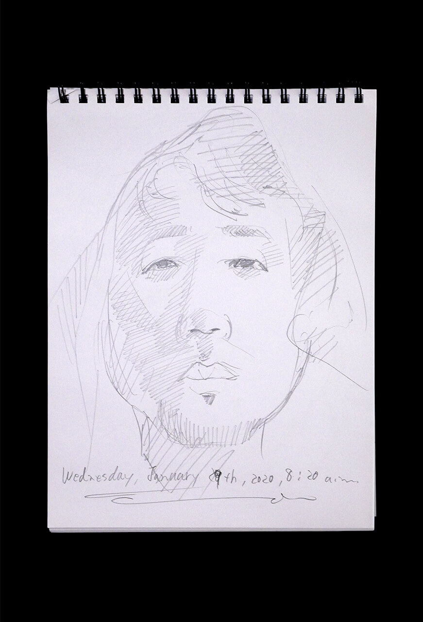 Contemporary artist SHINTAKU Tomoni's 2020/1/29 Self-portrait or pencil drawing