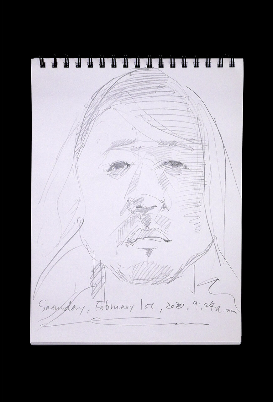 Contemporary artist SHINTAKU Tomoni's 2020/2/1 Self-portrait or pencil drawing