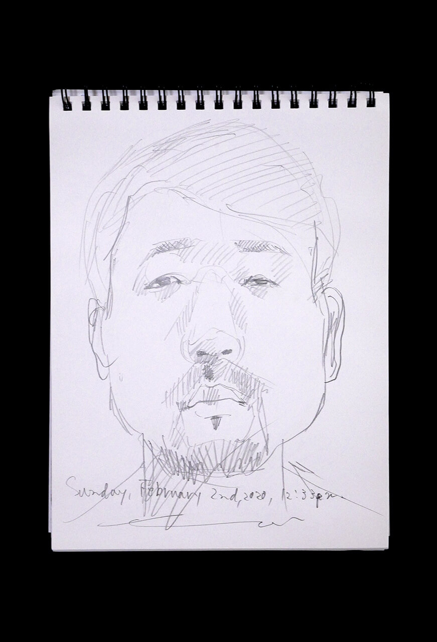 Contemporary artist SHINTAKU Tomoni's 2020/2/2 Self-portrait or pencil drawing