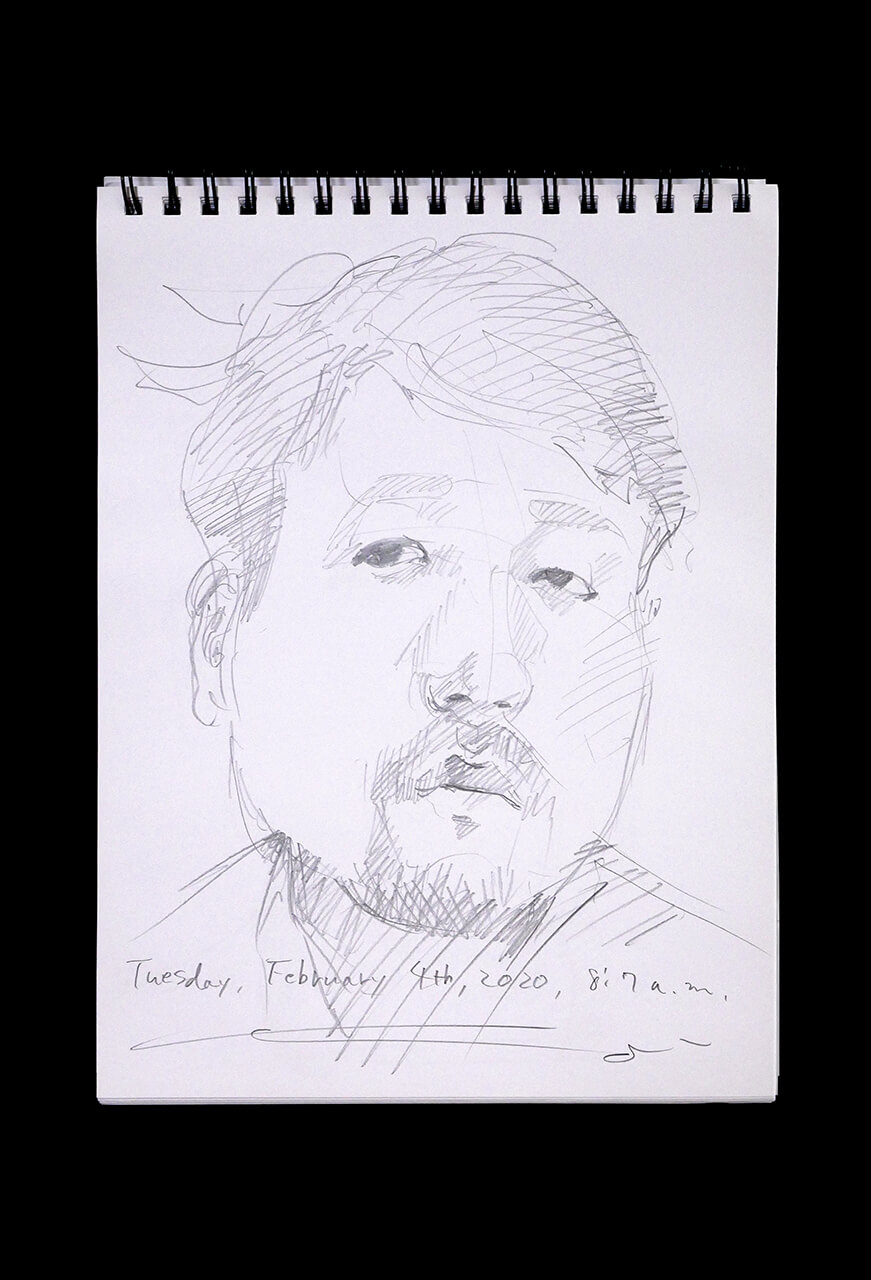 Contemporary artist SHINTAKU Tomoni's 2020/2/4 Self-portrait or pencil drawing