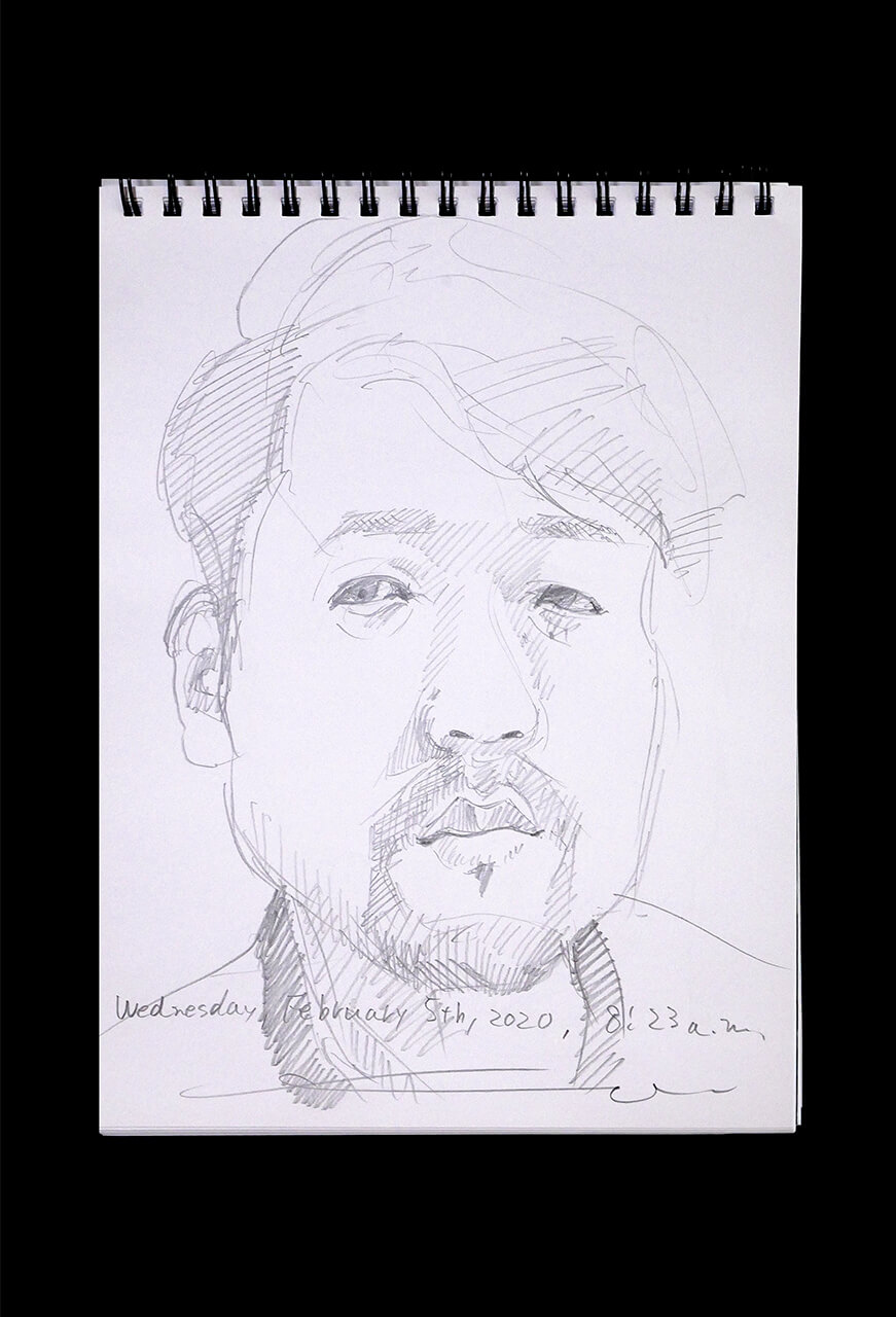 Contemporary artist SHINTAKU Tomoni's 2020/2/5 Self-portrait or pencil drawing