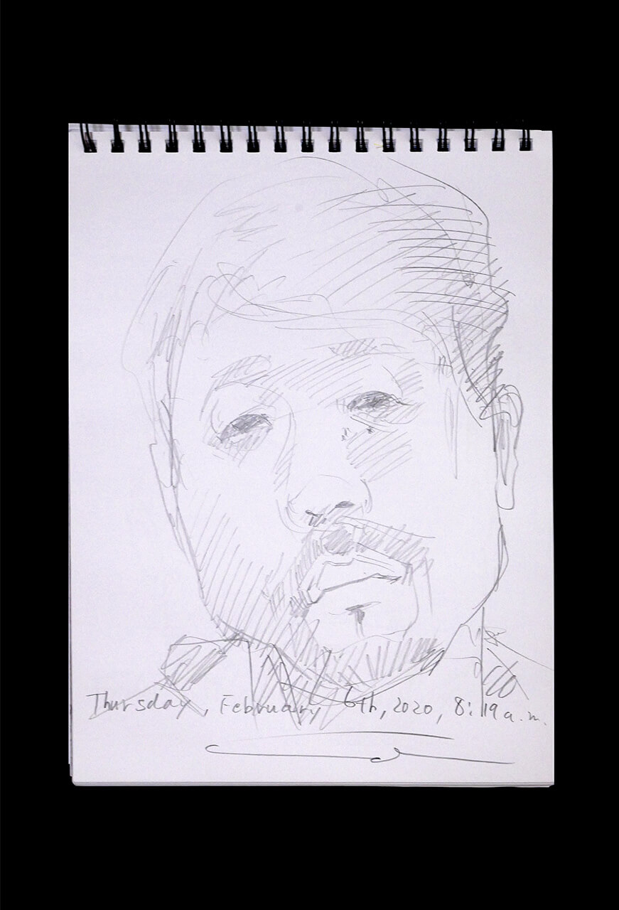 Contemporary artist SHINTAKU Tomoni's 2020/2/6 Self-portrait or pencil drawing