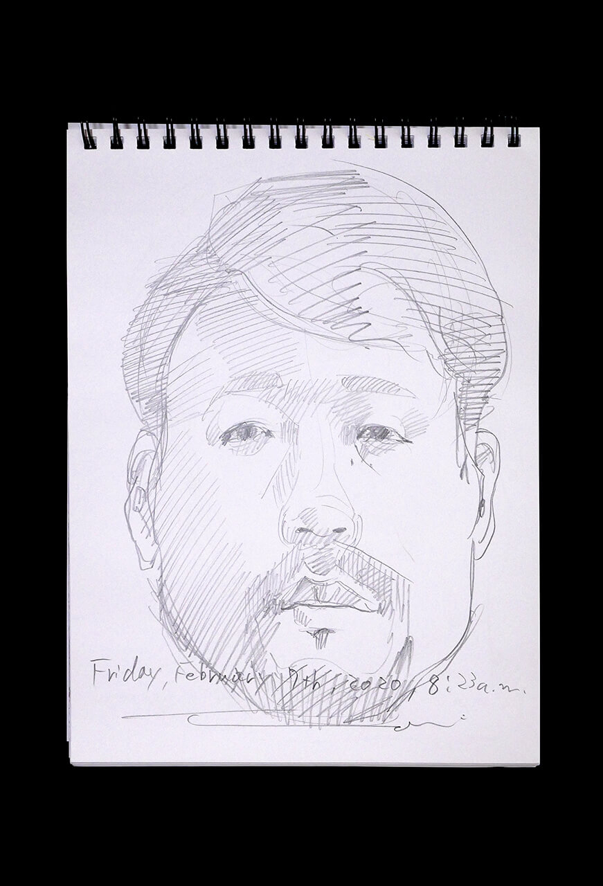 Contemporary artist SHINTAKU Tomoni's 2020/2/7 Self-portrait or pencil drawing
