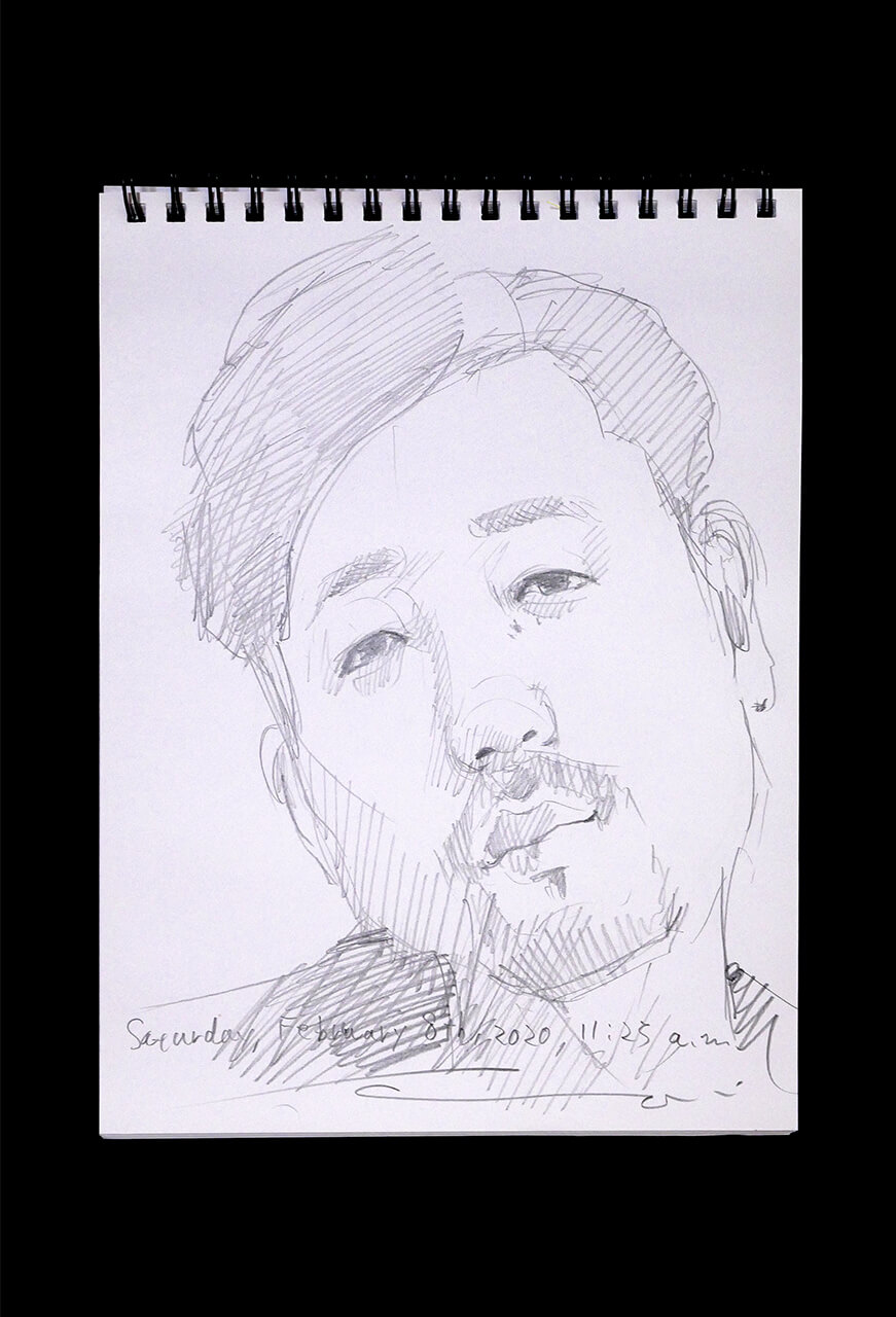 Contemporary artist SHINTAKU Tomoni's 2020/2/8 Self-portrait or pencil drawing