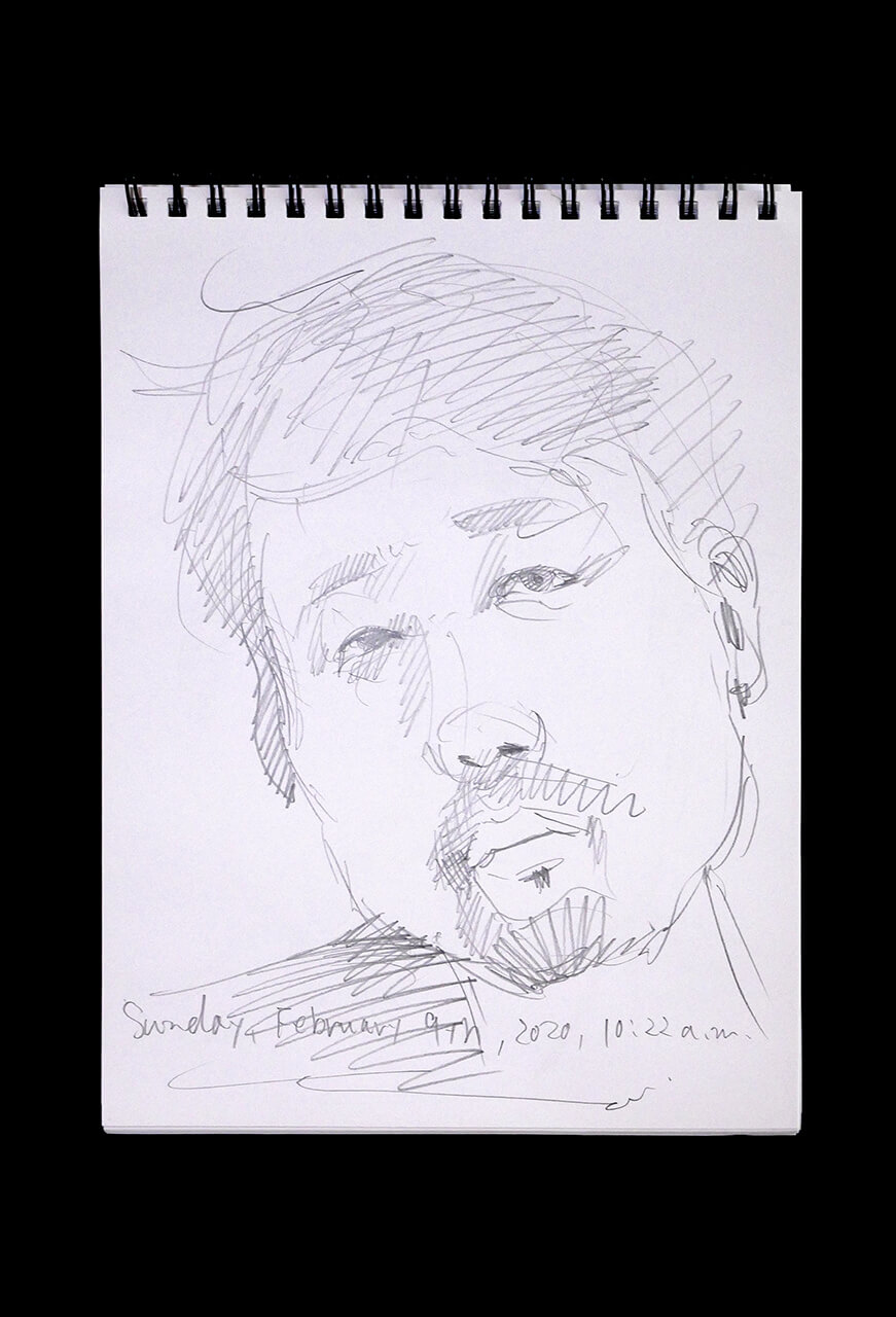 Contemporary artist SHINTAKU Tomoni's 2020/2/9 Self-portrait or pencil drawing
