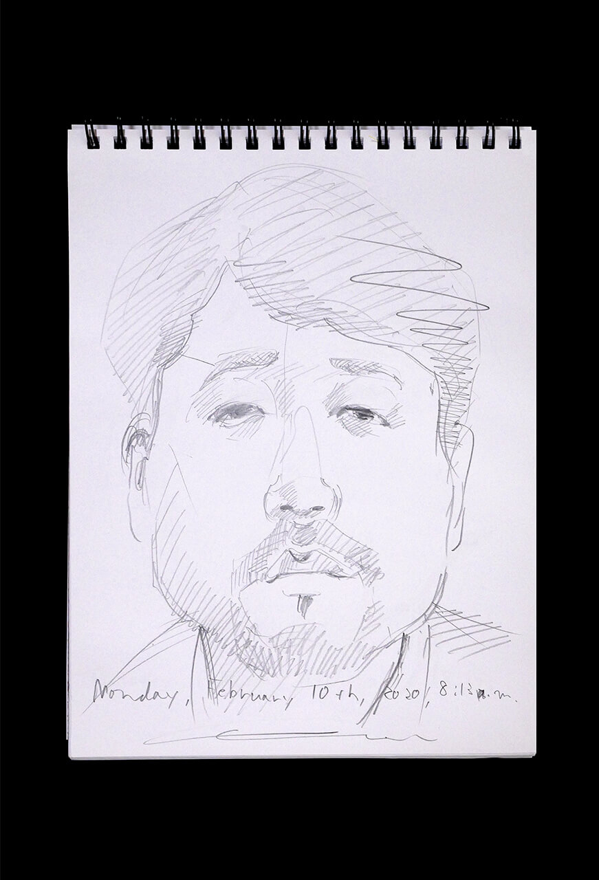 Contemporary artist SHINTAKU Tomoni's 2020/2/10 Self-portrait or pencil drawing