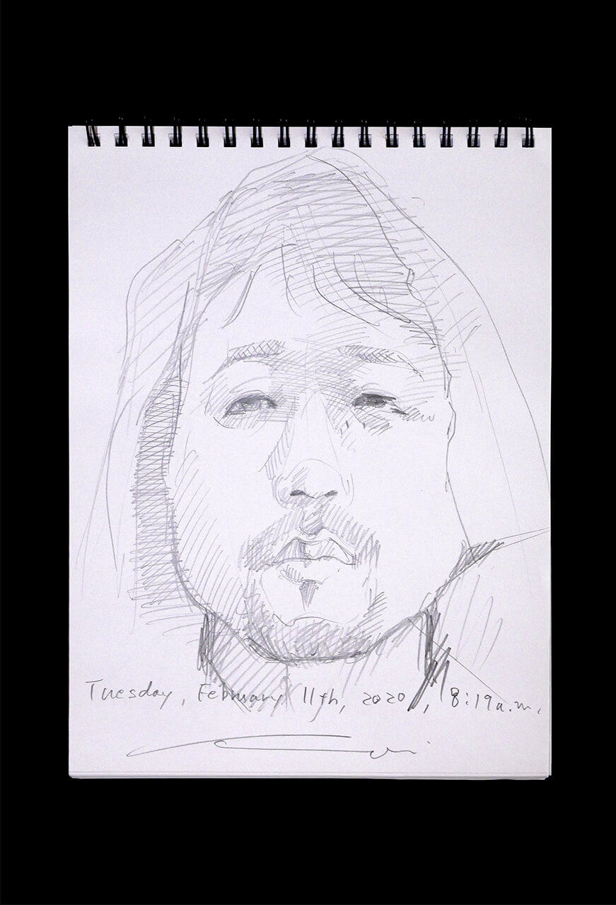 Contemporary artist SHINTAKU Tomoni's 2020/2/11 Self-portrait or pencil drawing