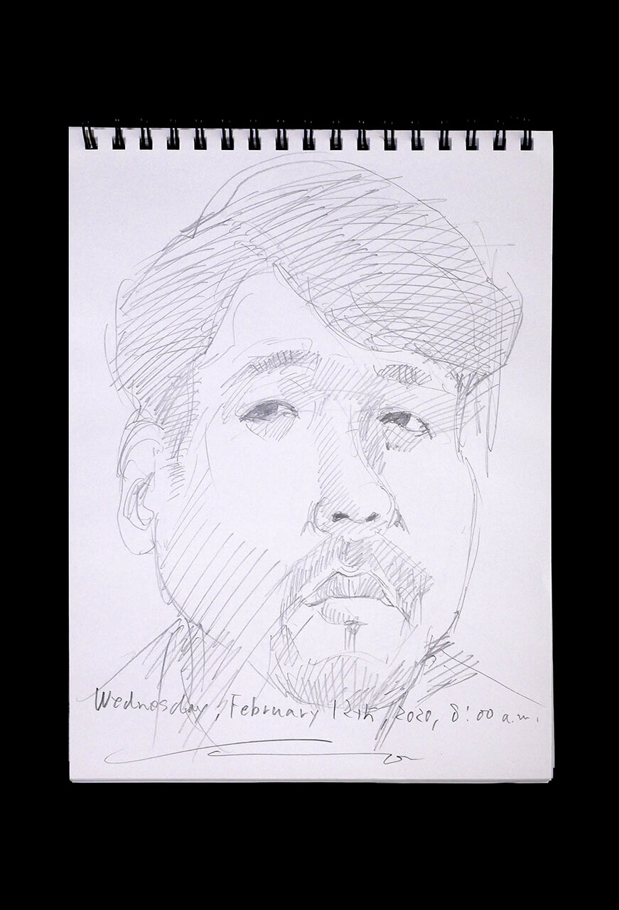 Contemporary artist SHINTAKU Tomoni's 2020/2/12 Self-portrait or pencil drawing
