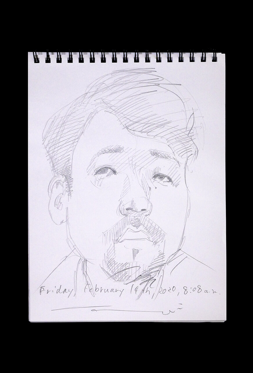 Contemporary artist SHINTAKU Tomoni's 2020/2/14 Self-portrait or pencil drawing