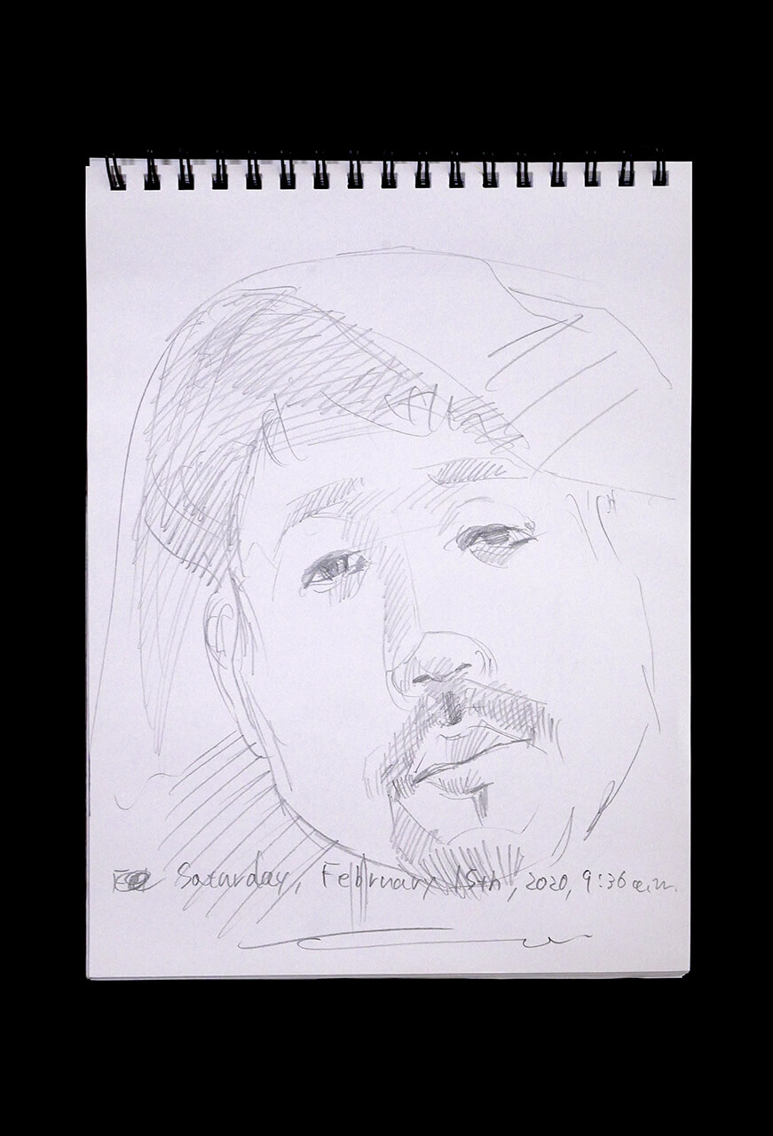 Contemporary artist SHINTAKU Tomoni's 2020/2/15 Self-portrait or pencil drawing