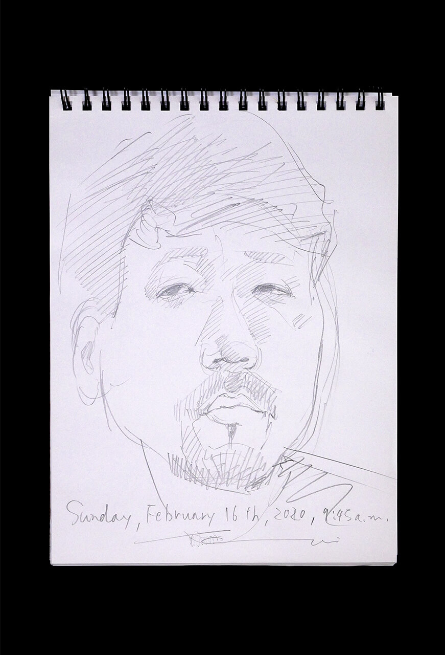 Contemporary artist SHINTAKU Tomoni's 2020/2/16 Self-portrait or pencil drawing
