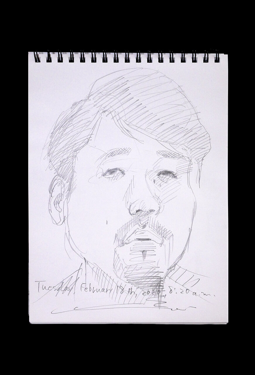 Contemporary artist SHINTAKU Tomoni's 2020/2/18 Self-portrait or pencil drawing