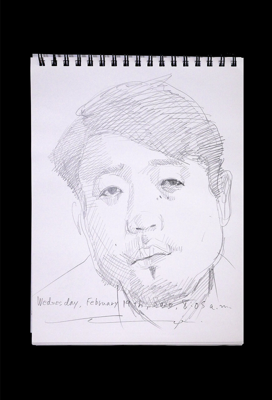 Contemporary artist SHINTAKU Tomoni's 2020/2/19 Self-portrait or pencil drawing
