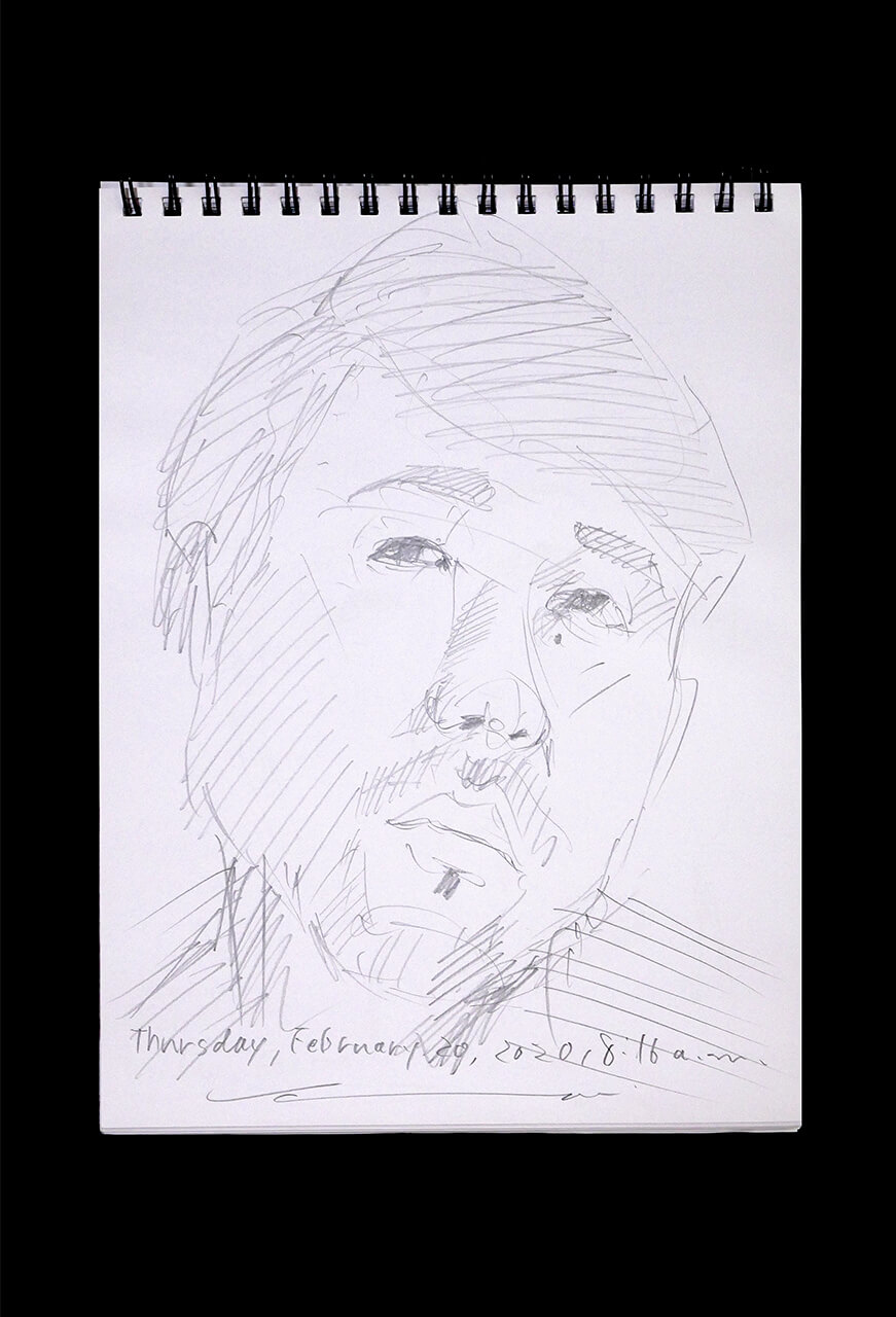 Contemporary artist SHINTAKU Tomoni's 2020/2/20 Self-portrait or pencil drawing