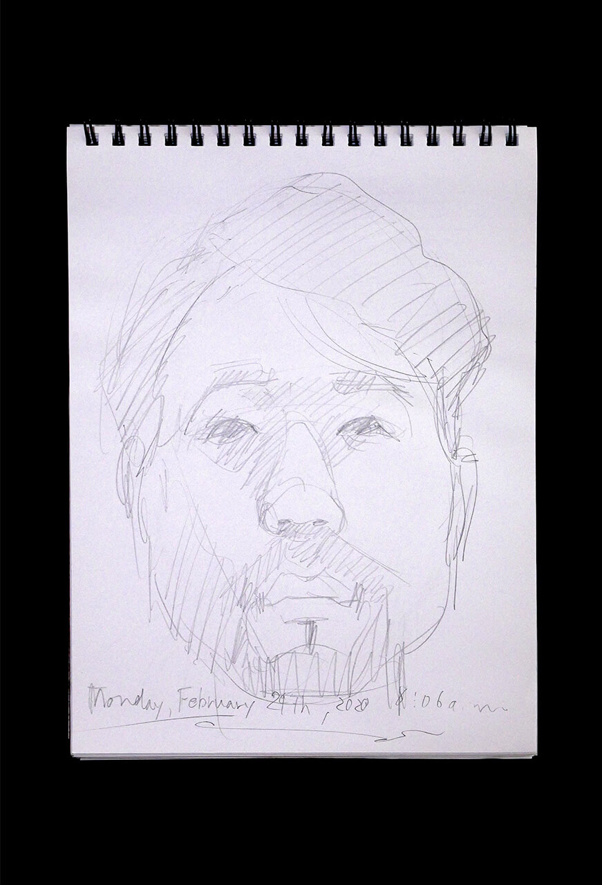 Contemporary artist SHINTAKU Tomoni's 2020/2/24 Self-portrait or pencil drawing