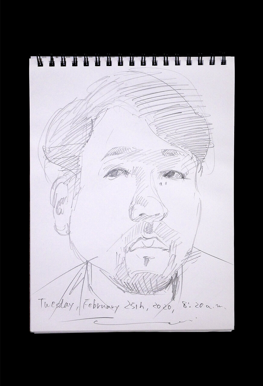 Contemporary artist SHINTAKU Tomoni's 2020/2/25 Self-portrait or pencil drawing