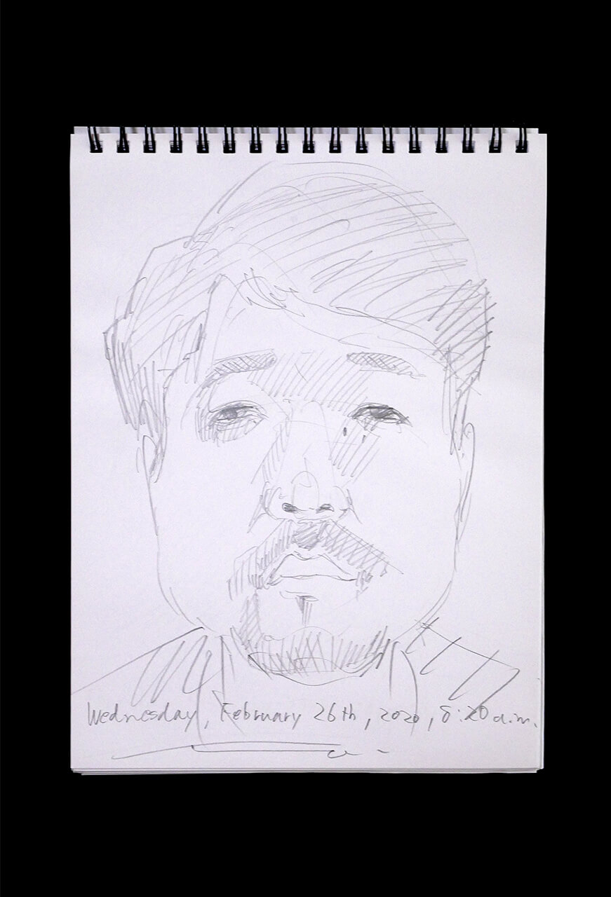 Contemporary artist SHINTAKU Tomoni's 2020/2/26 Self-portrait or pencil drawing