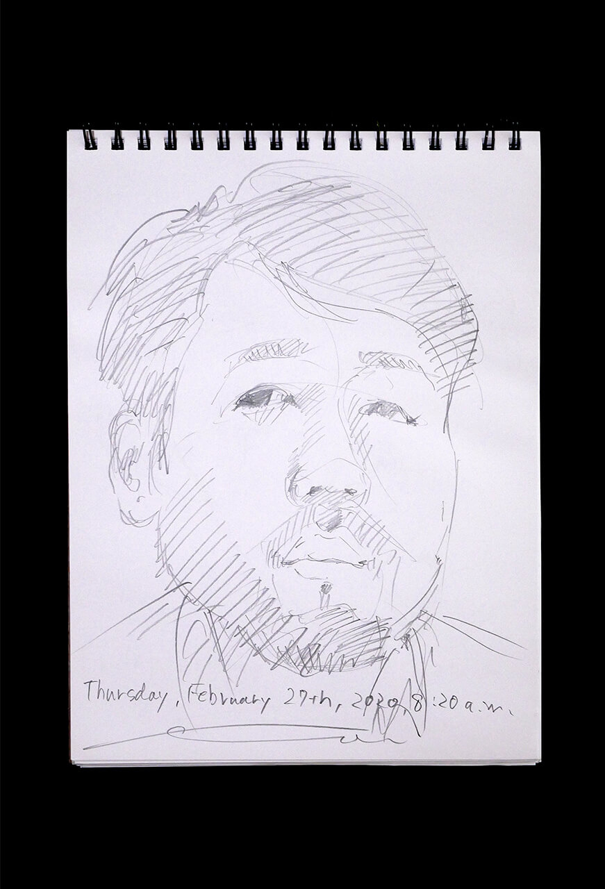 Contemporary artist SHINTAKU Tomoni's 2020/2/27 Self-portrait or pencil drawing