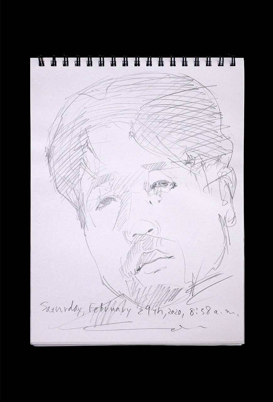 Contemporary artist SHINTAKU Tomoni's 2020/2/29 Self-portrait or pencil drawing