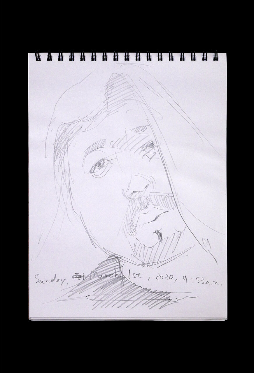 Contemporary artist SHINTAKU Tomoni's 2020/3/1 Self-portrait or pencil drawing
