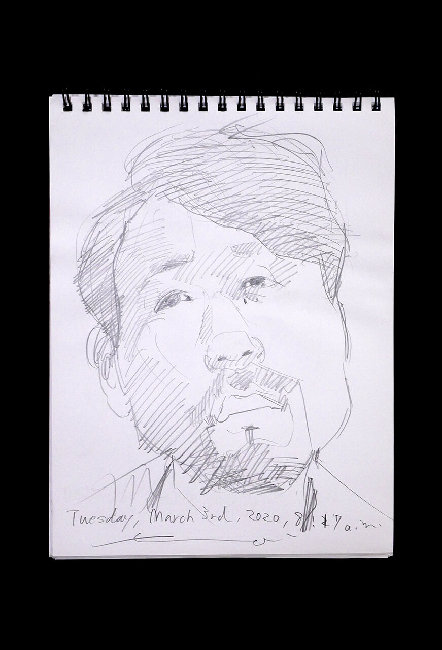 Contemporary artist SHINTAKU Tomoni's 2020/3/3 Self-portrait or pencil drawing