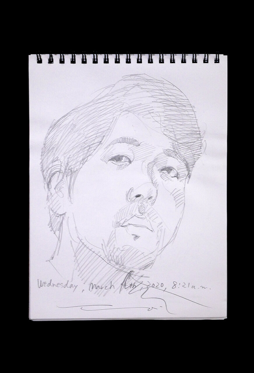 Contemporary artist SHINTAKU Tomoni's 2020/3/4 Self-portrait or pencil drawing