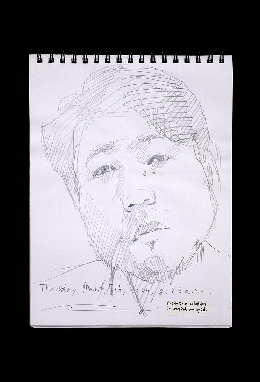 Contemporary artist SHINTAKU Tomoni's 2020/3/5 Self-portrait or pencil drawing