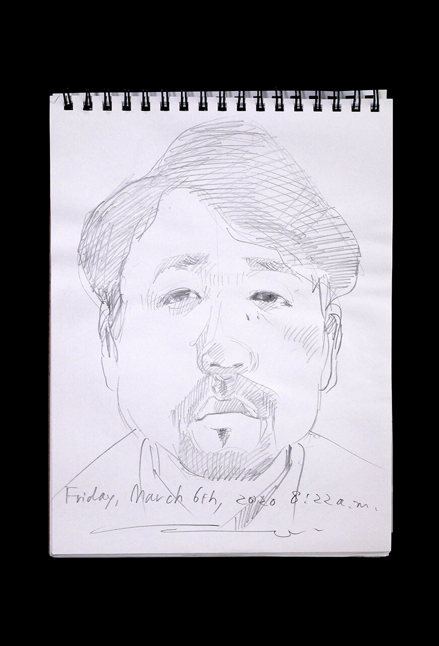 Contemporary artist SHINTAKU Tomoni's 2020/3/6 Self-portrait or pencil drawing
