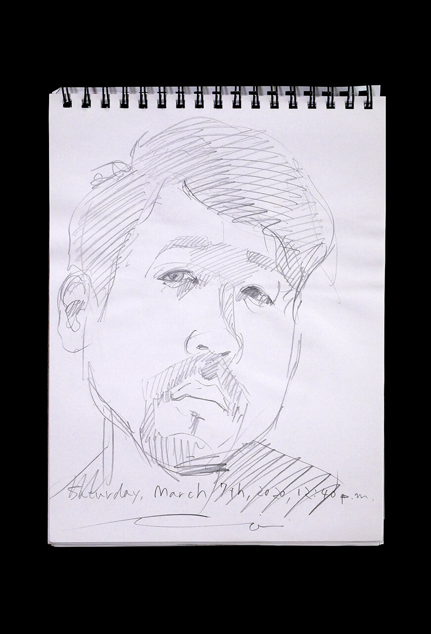 Contemporary artist SHINTAKU Tomoni's 2020/3/7 Self-portrait or pencil drawing