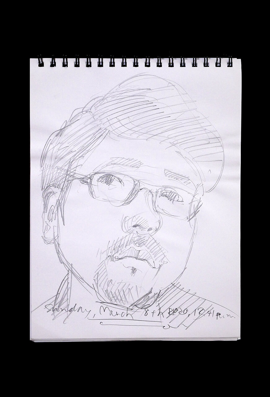 Contemporary artist SHINTAKU Tomoni's 2020/3/8 Self-portrait or pencil drawing