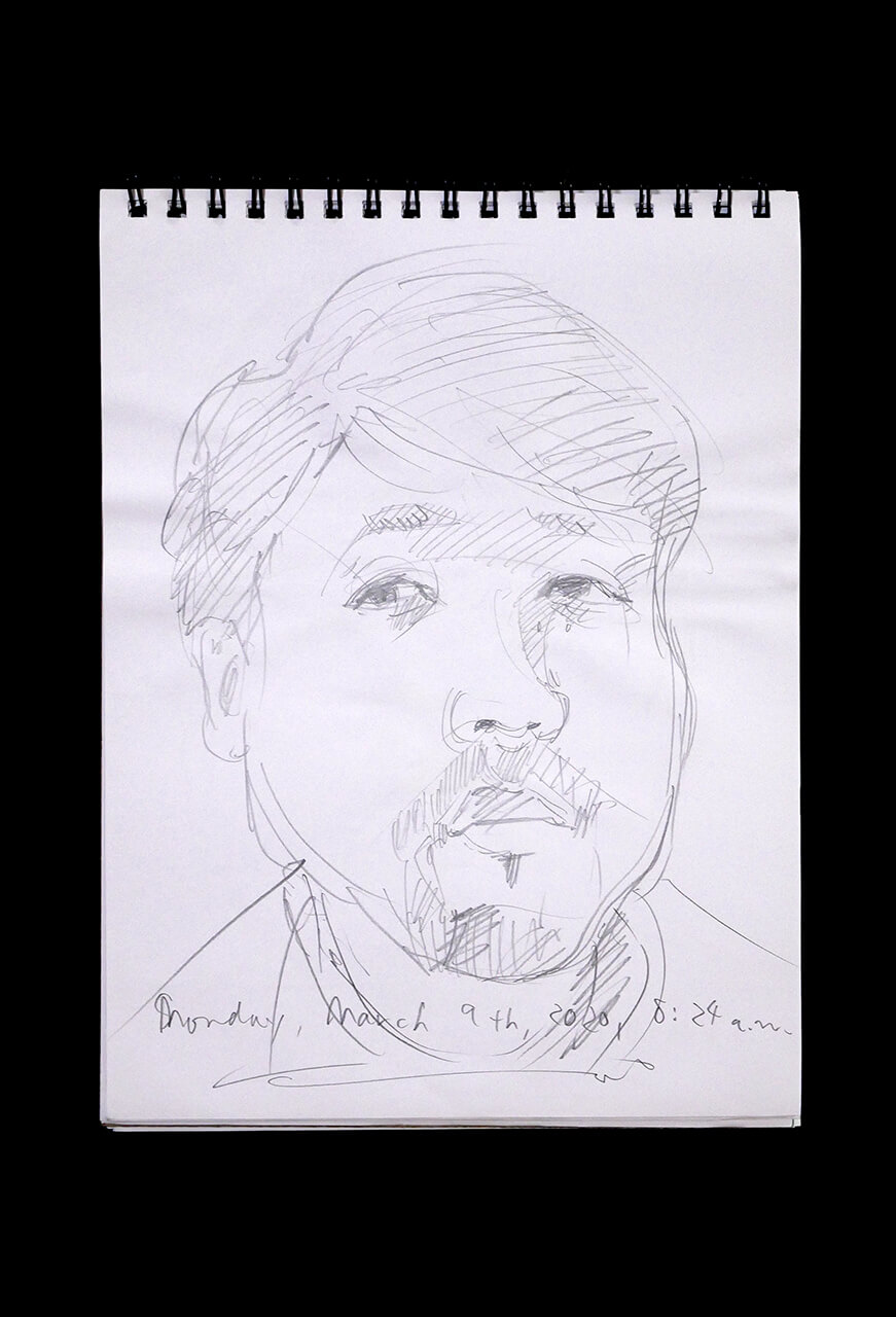 Contemporary artist SHINTAKU Tomoni's 2020/3/9 Self-portrait or pencil drawing