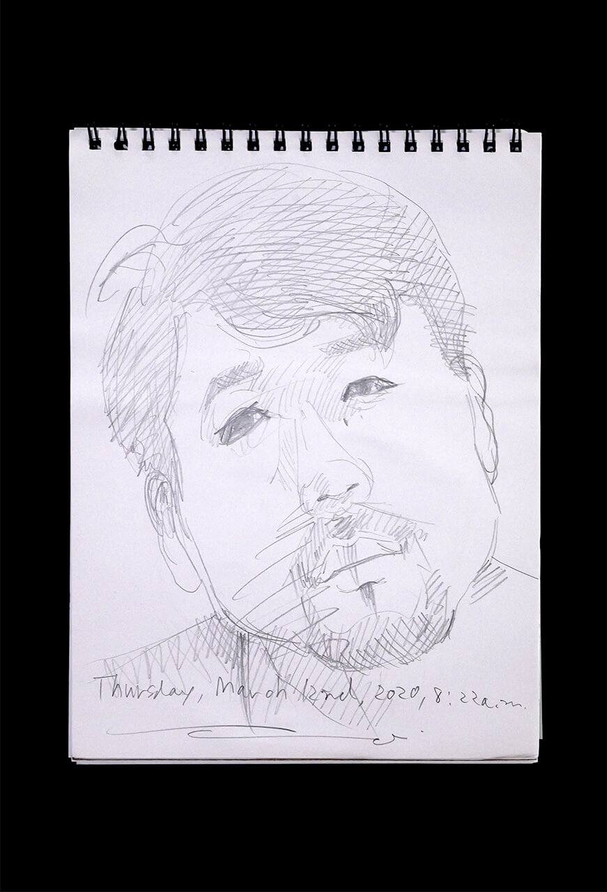 Contemporary artist SHINTAKU Tomoni's 2020/3/12 Self-portrait or pencil drawing
