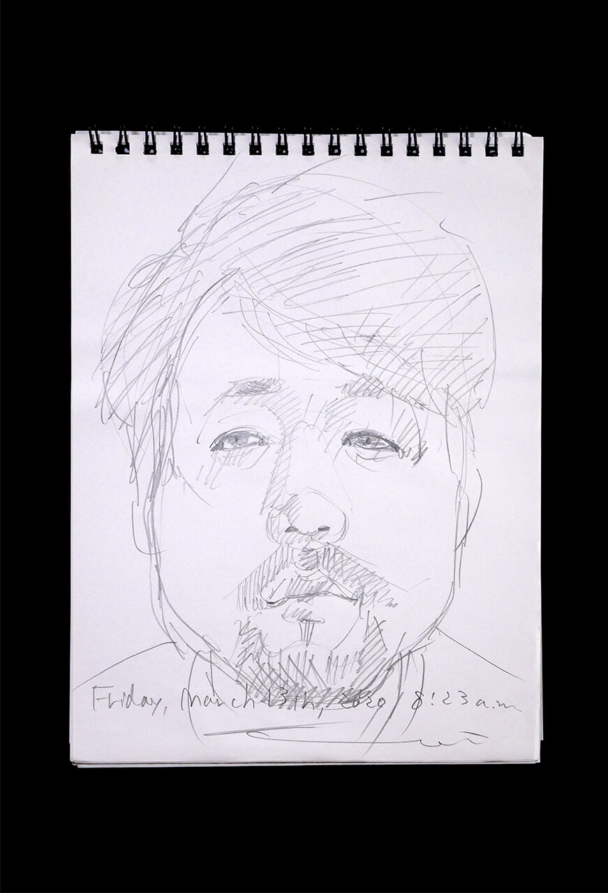 Contemporary artist SHINTAKU Tomoni's 2020/3/13 Self-portrait or pencil drawing